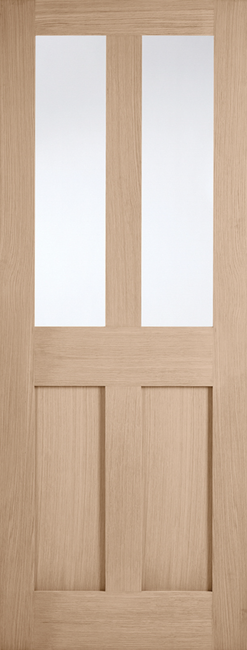 London 2 light Oak glazed internal door prefinished.