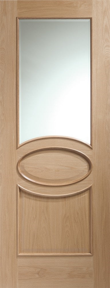 London 4 Panel Oak Internal Door Unfinished Clear Glass