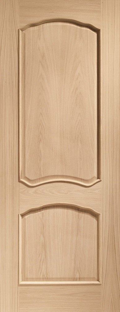 Louis 2 panel oak internal door, raised mouldings, unfinished. 