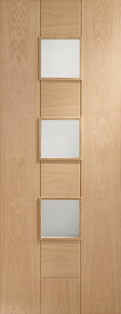 Messina internal oak door, with frosted glass,unfinished. 